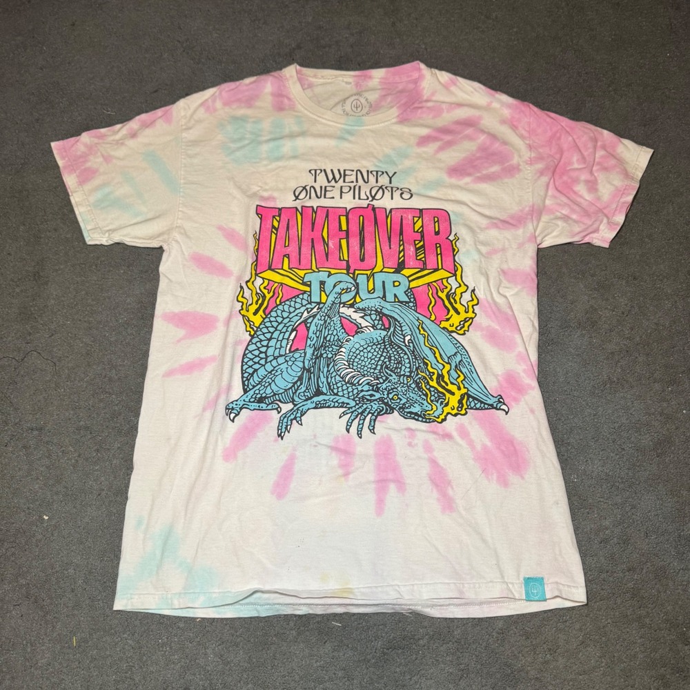 Twenty One Pilots Takeover Tour Tie Dye Shirt Scaled and Icy Dragon Mens Medium